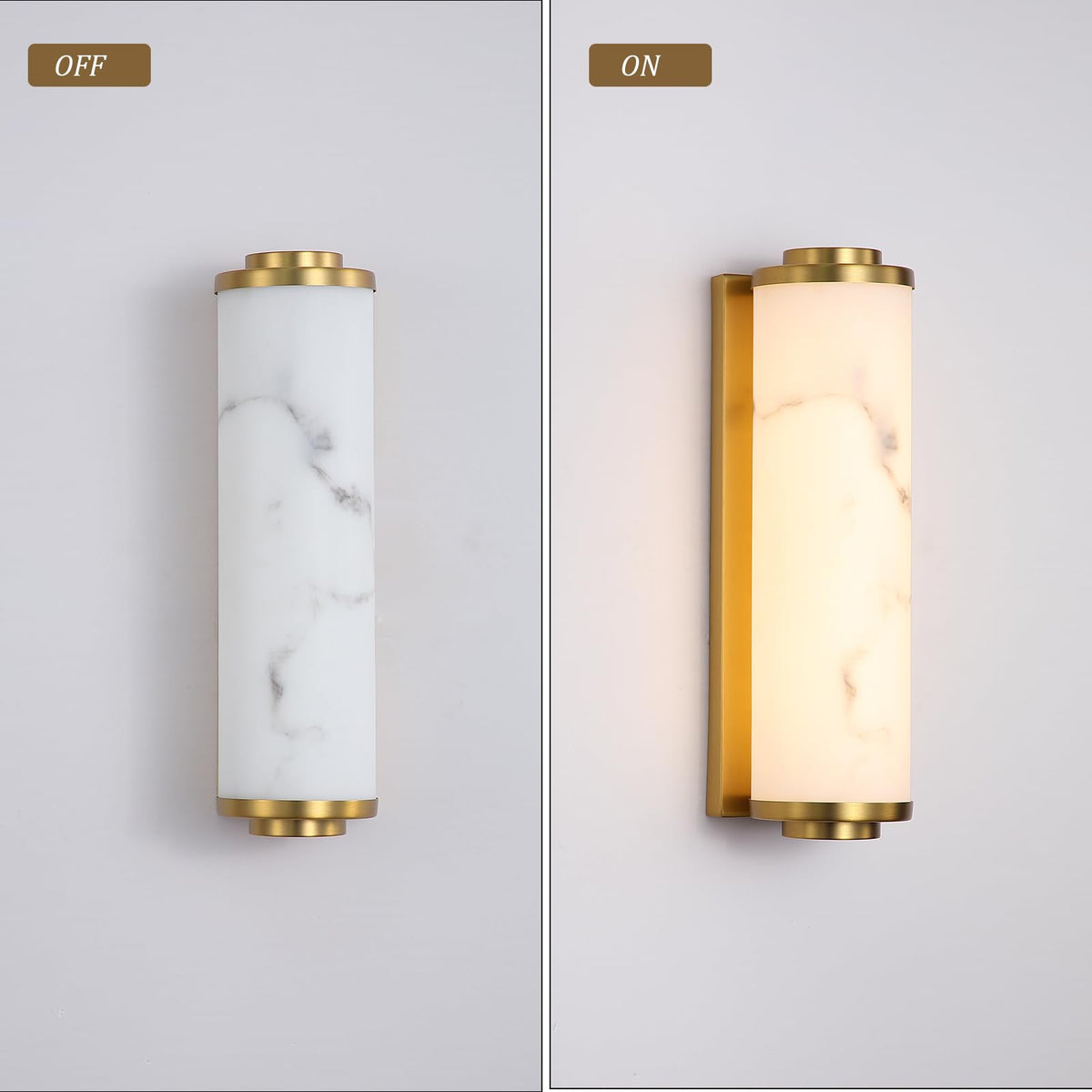 14" Gold Alabaster Wall Sconce, 3000k Warm Indoor/Outdoor Light Led wall Light, Art Deco Wall Lamp for Living Room, Bedroom, Bathroom, Hallway, and Stairs