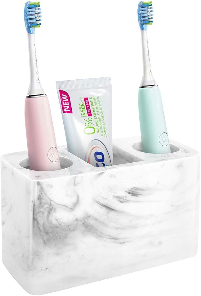 Luxspire Electric Toothbrush Holder, 3 Slots Large Marble Toothbrush Toothpaste