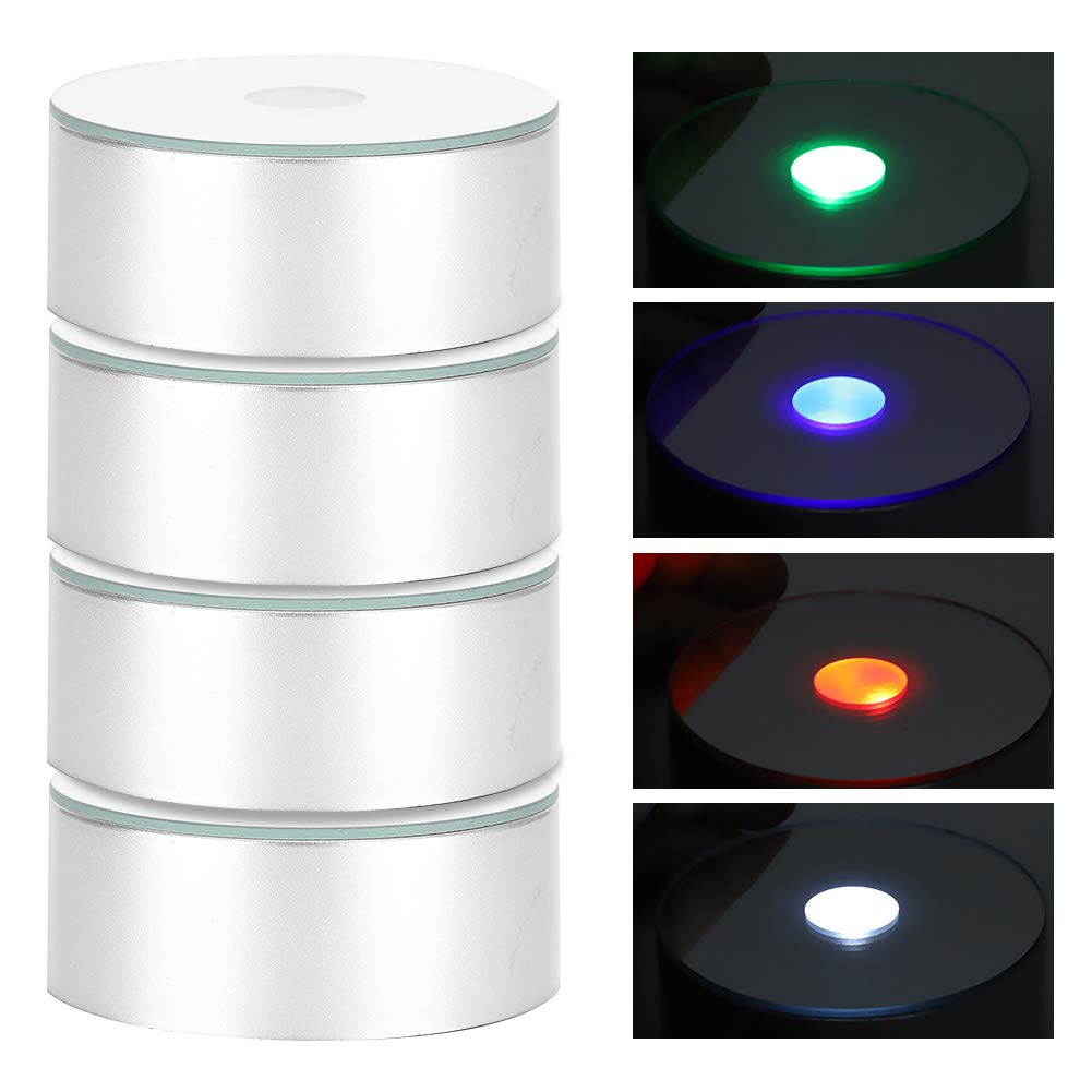 Oumefar LED Display Base, 4PCS Crystal Ball Display Stand USB Colored LED Lamp Stand for Crystals Glass Art Figurine Jewelry Itemstand