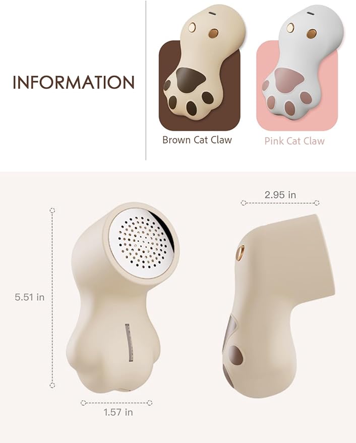 Cute Cat Paw Fabric Shaver, 3-Speed Lint Remover