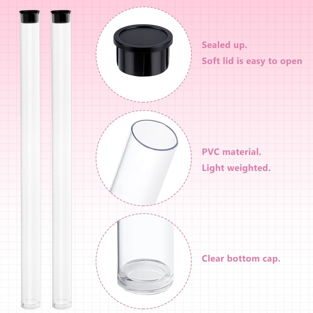 WEBEEDY 15 PCS Incense Storage Tubes with Black Lid Clear Acrylic Tube for Incense Sticks Storage Holder for Meditation Yoga Relaxation Prayer Party Decoration,9.13x0.59 Inch(No Incenses Stick)