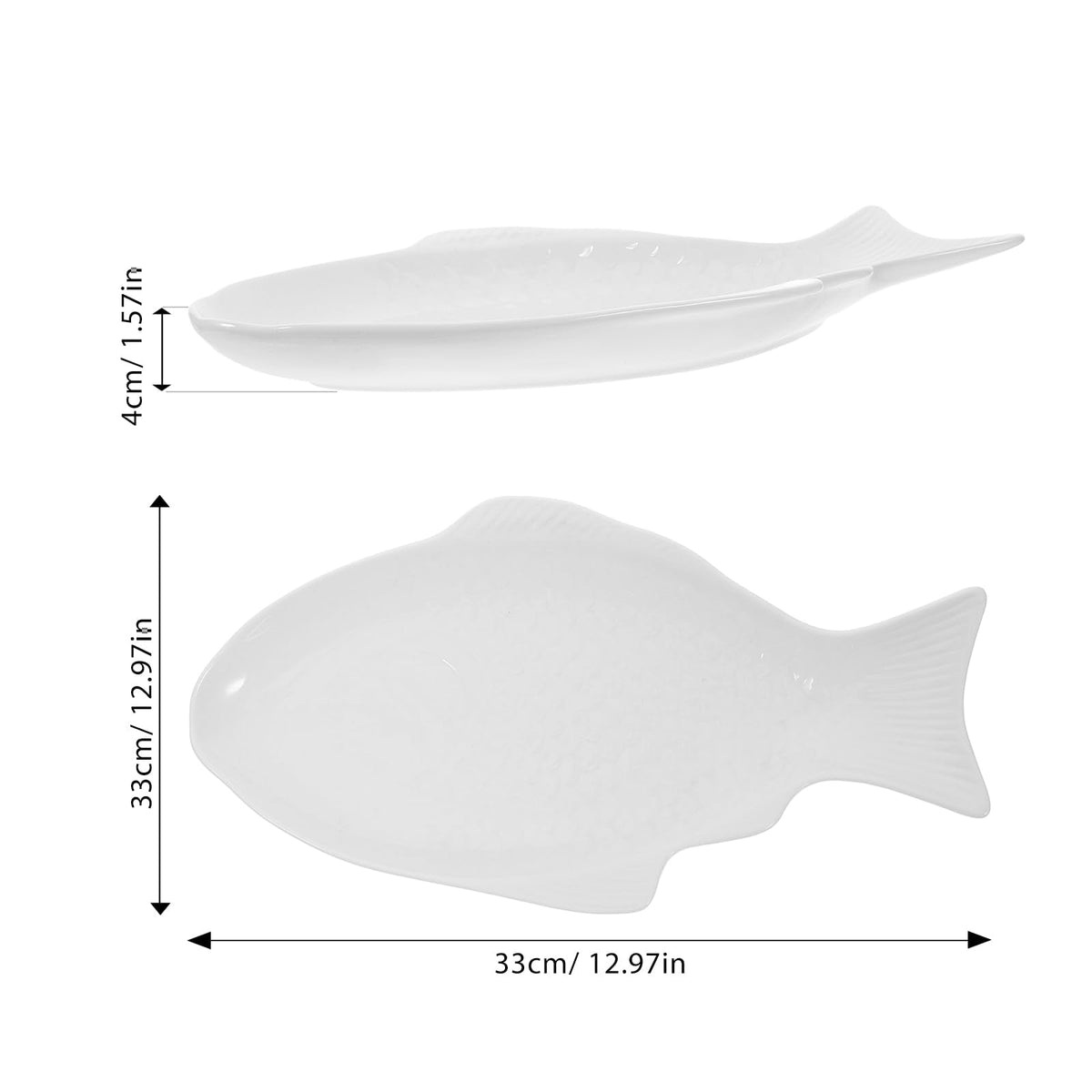 DOITOOL Fish Plate White Ceramic Serving Platter Fish Shaped Serving Dish Appetizer Serving Tray Platter Food Tray Party Platter for Fruit Cheese (13"L x 7.3"W)
