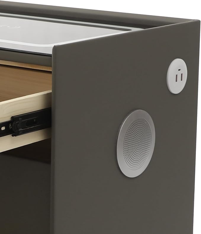 Smart Nightstand with Charging Station, Adjustable LED, USB Ports, Fingerprint
