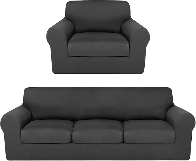 HunnmingRe Sofa Covers for 3 Cushion Couch Stretch Sofa and Loveseat Covers Set