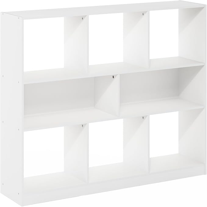 Furinno DALY Book Shelf, 8-Cube Bookshelf, Horizontal Cube Storage Organizer