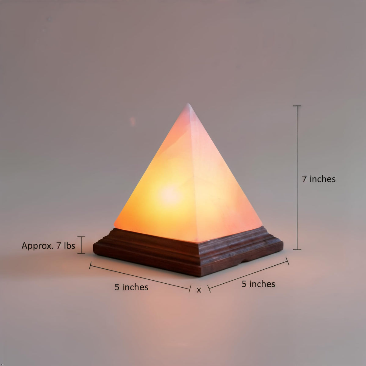 ZKTRADING Himalayan Pink Salt Pyramid Lamp 7 Inch Tall with Dimmer Switch, Handcrafted Natural Crystal Salt Lamp, Warm Yellow Glow Night Light for Bedroom, Office & Home Decor Gift