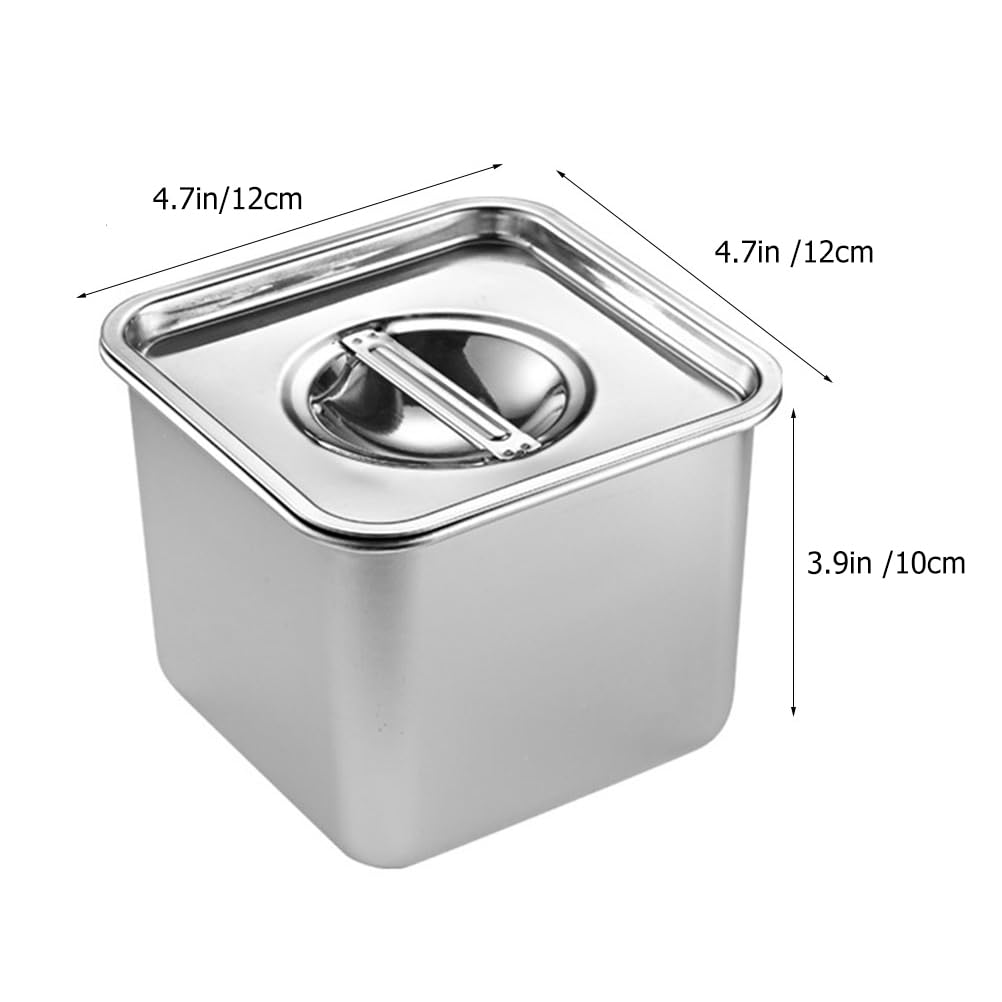 VINTORKY Stainless Steel Seasoning Jar 4.72 Inch Square Spice Container with Lid for Sugar Salt Condiment Storage Kitchen Organizer