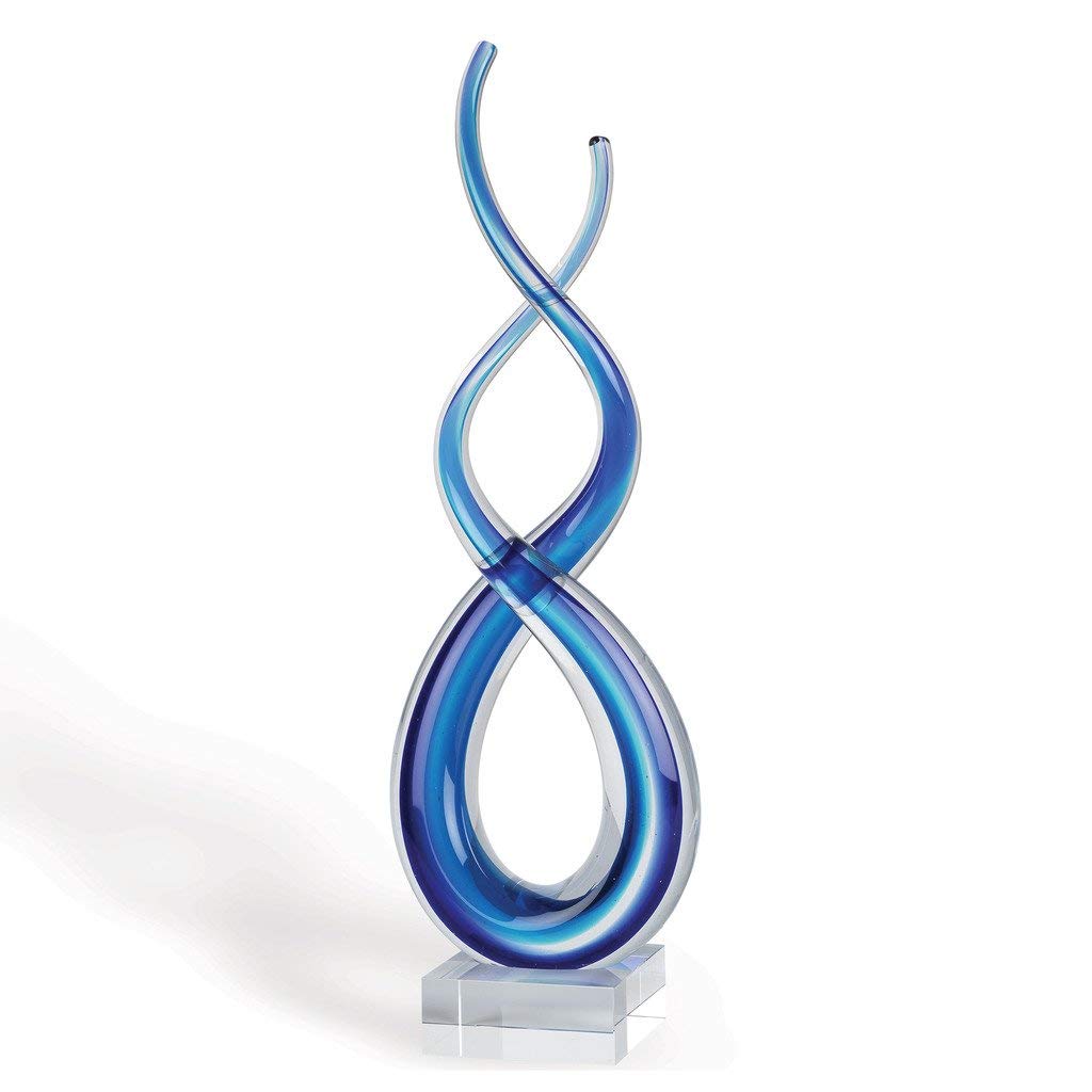 Badash Touch of the Blues Murano-Style Art Glass Sculpture, 14 Inch