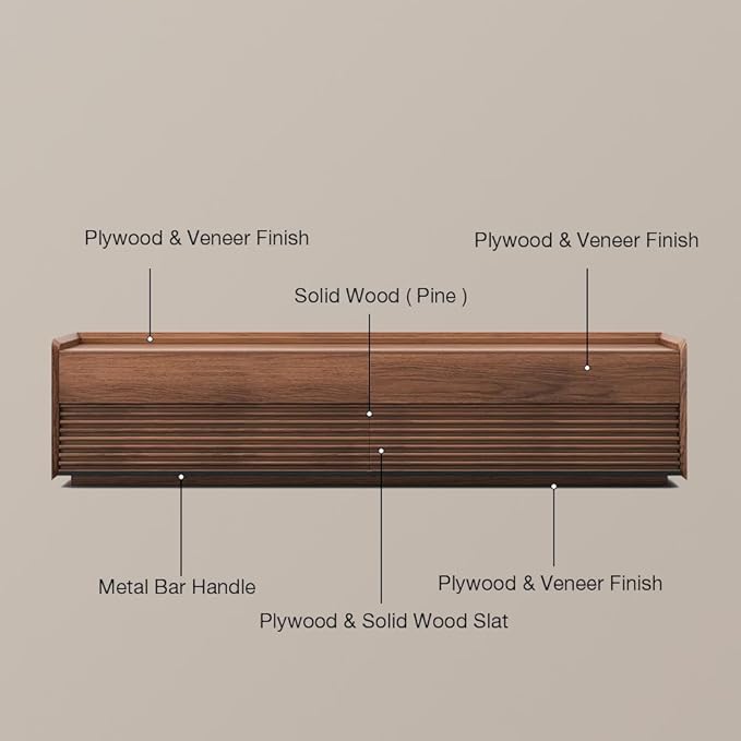 POVISON Fully-Assembled Mid Century Modern TV Stand, 94.49" Wood Media Console