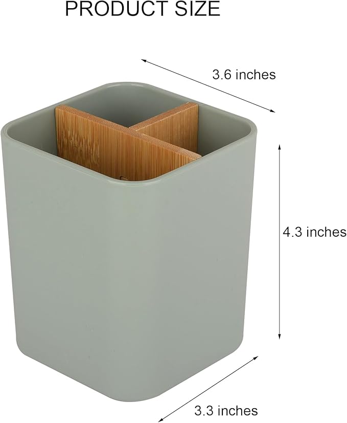 Bamboo Toothbrush Holder for Bathrooms, 3 Slots Kids Toothbrush and Toothpaste