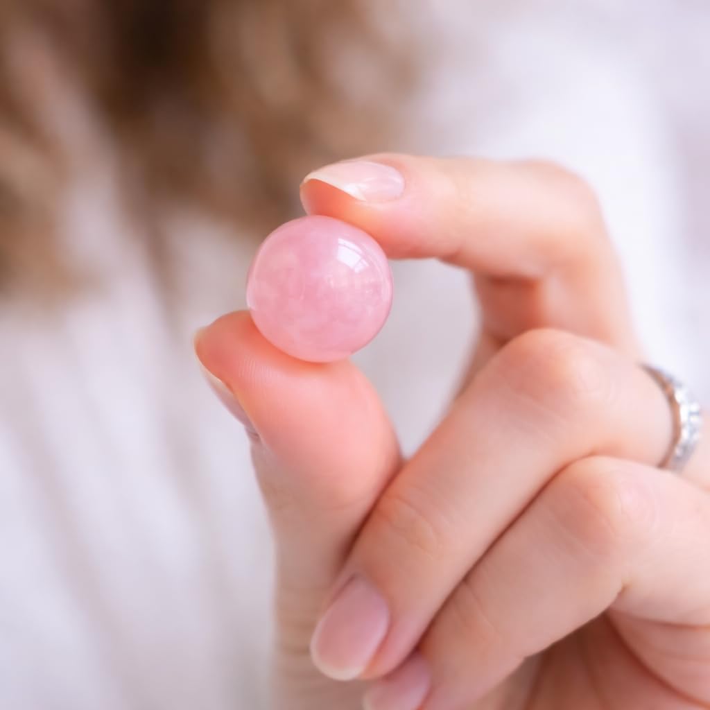 Rose Quartz Crystal Balls Set of 2, Natural Pink Gemstone Spheres for Mindfulness, Balance and Emotional Harmony, Non-drilled Large - Polar Jade