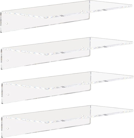 Weiai Clear Acrylic Shelves 12 Inch, Floating Wall Mounted Shelf