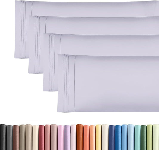 Skiennix Body Pillowcases Set of 4 | Soft & Breathable 20x54 Long Pillow Covers - Fade-Free & Machine Washable (Light Lavender)