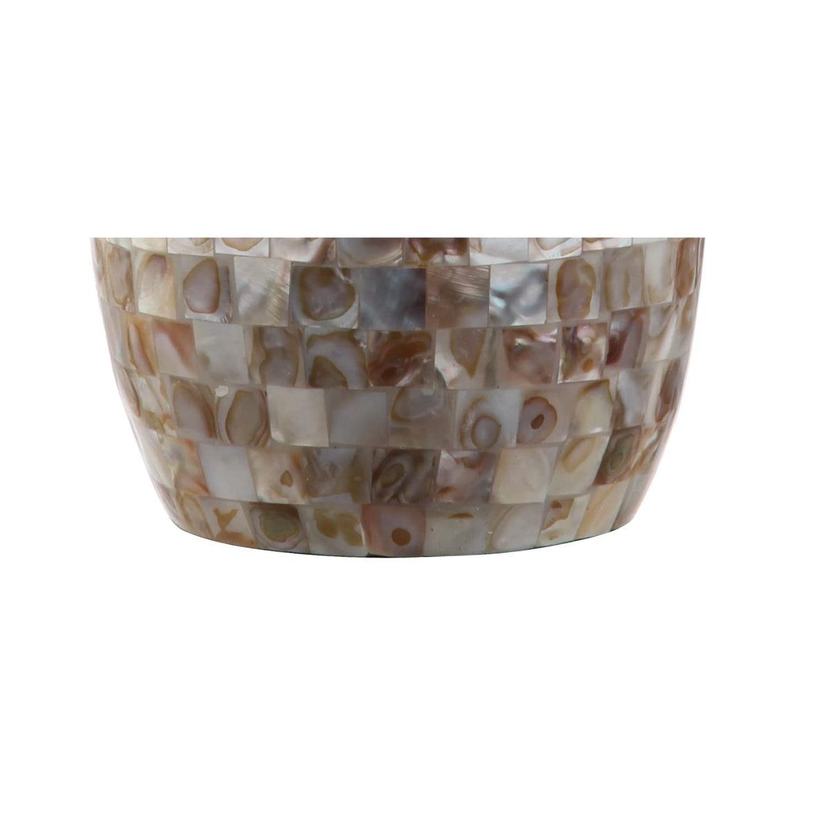 JONATHAN Y 26.5" Ivory Beige Mosaic Seashell LED Table Lamp for Living Room Bedroom Nightstand, Coastal Capiz Shell Base with White Linen Drum Shade, LED Bulb Included JYL1054A