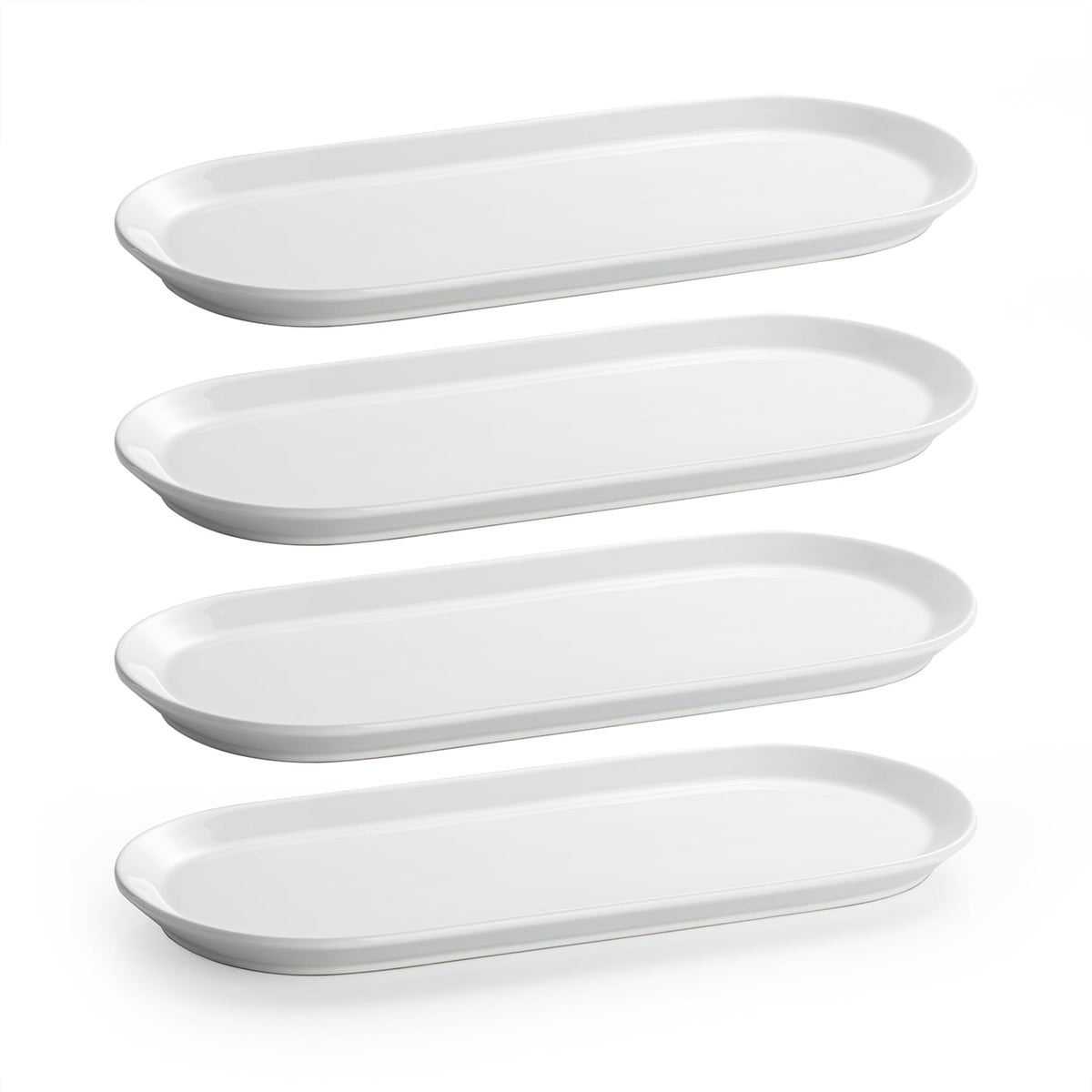 Gacoree Ceramic Oval Serving Platters Set of 4, 13 Inch White Porcelain Serving Trays for Appetizers, Sushi, Charcuterie, Desserts & Side Dishes, Microwave Dishwasher Oven Safe