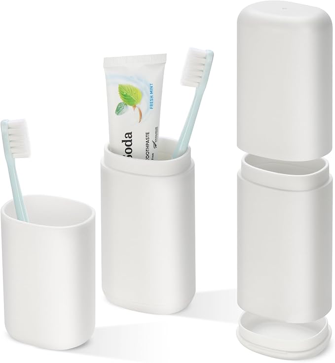 Travel Toothbrush and Toothpaste Case, Portable Tooth Brush Holder, Large White