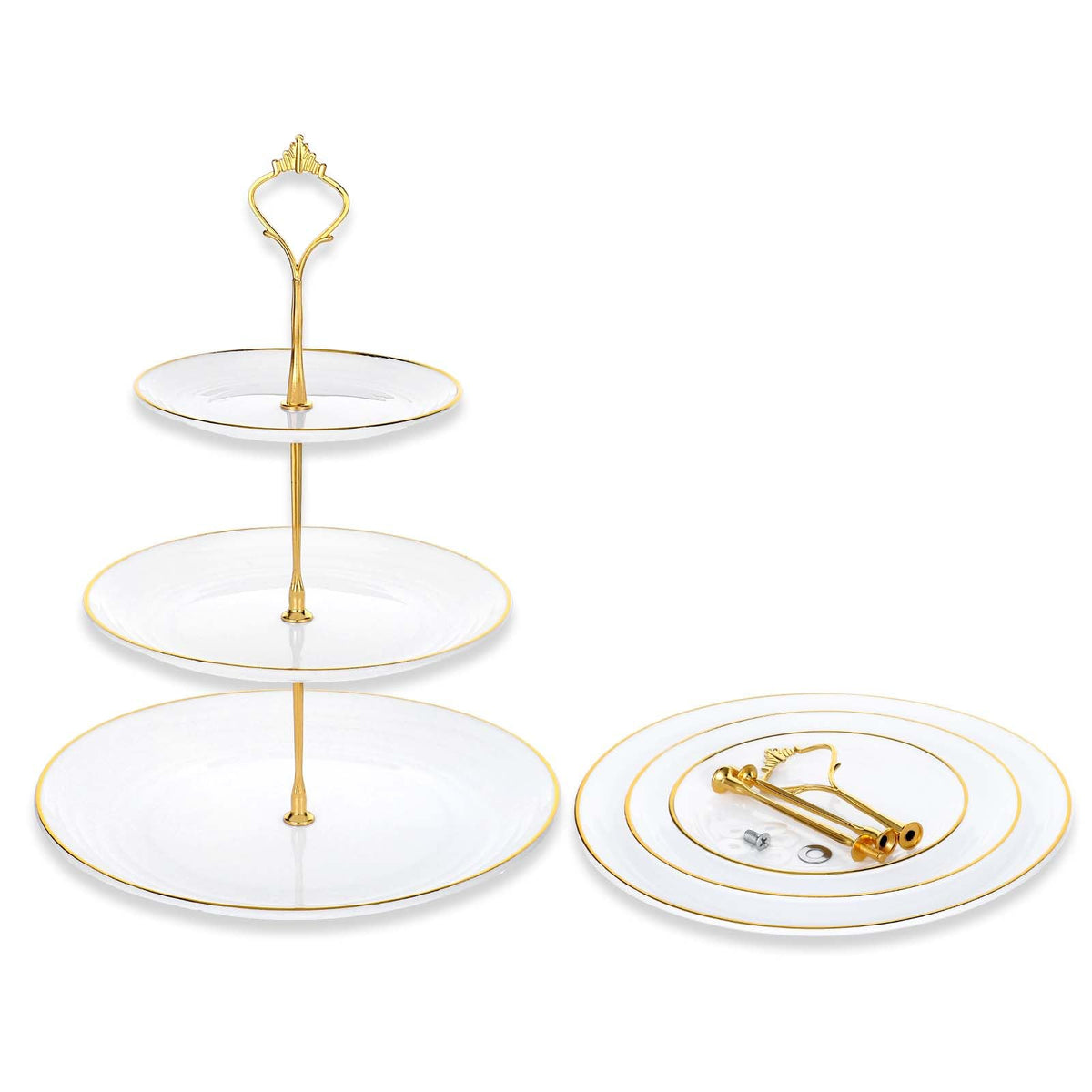 wutfuooo 3 Pack Tiered Cupcake Stand, Plastic Cupcake Stand Tower, 3 Tier Round Shape Dessert Serving Tray, White Cookie Candy Buffet Stand for Tea Party, Baby Shower, Wedding, Birthday, Christmas