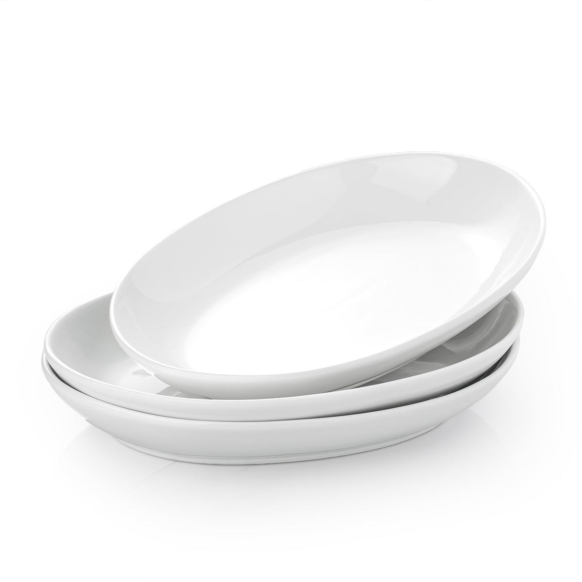 Gacoree 12 Inch Oval Serving Platters Set of 3, White Ceramic Serving Platters for Serving Food, Deep Porcelain Oval Platter for Appetizers, Salad, Pasta, Vegetables, Microwave Dishwasher Oven Safe