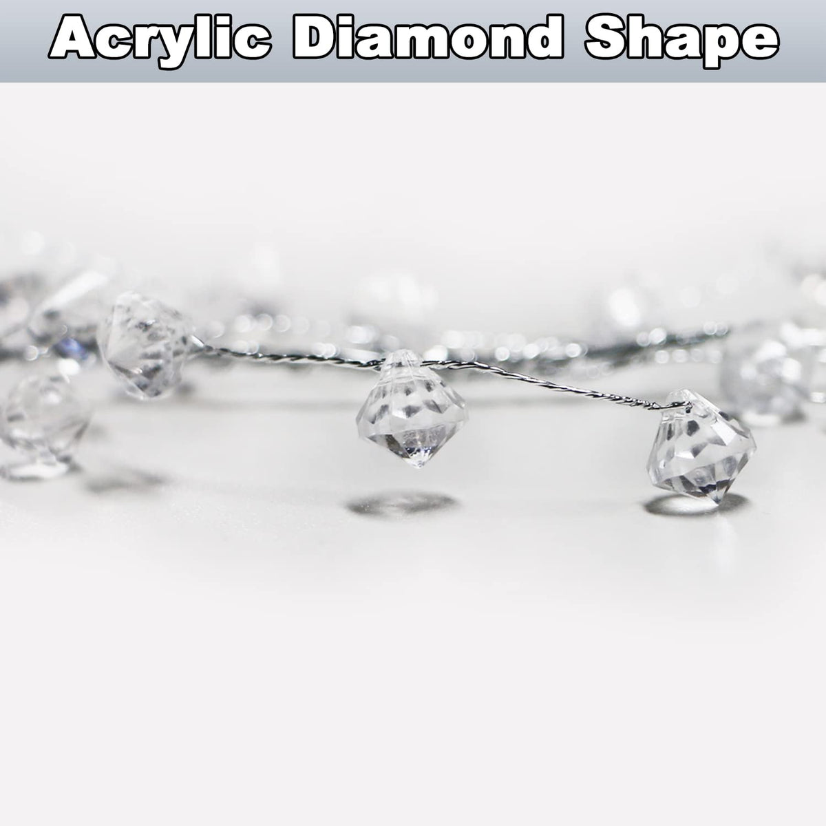 Jishi Christmas Garland 20 FT Crystal Diamond Ice Wire Clear Bead Garland for Christmas Tree Decorations Indoor Winter Wonderland Home Decor for Living Room Bedroom Fireplace Mantle Mantel, Wreath DIY