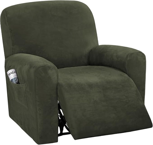 H.VERSAILTEX Velvet Stretch Recliner Couch Covers 4-Pieces Style Recliner Chair