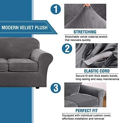H.VERSAILTEX 4 Pieces Thick Velvet Sofa Covers Couch Covers