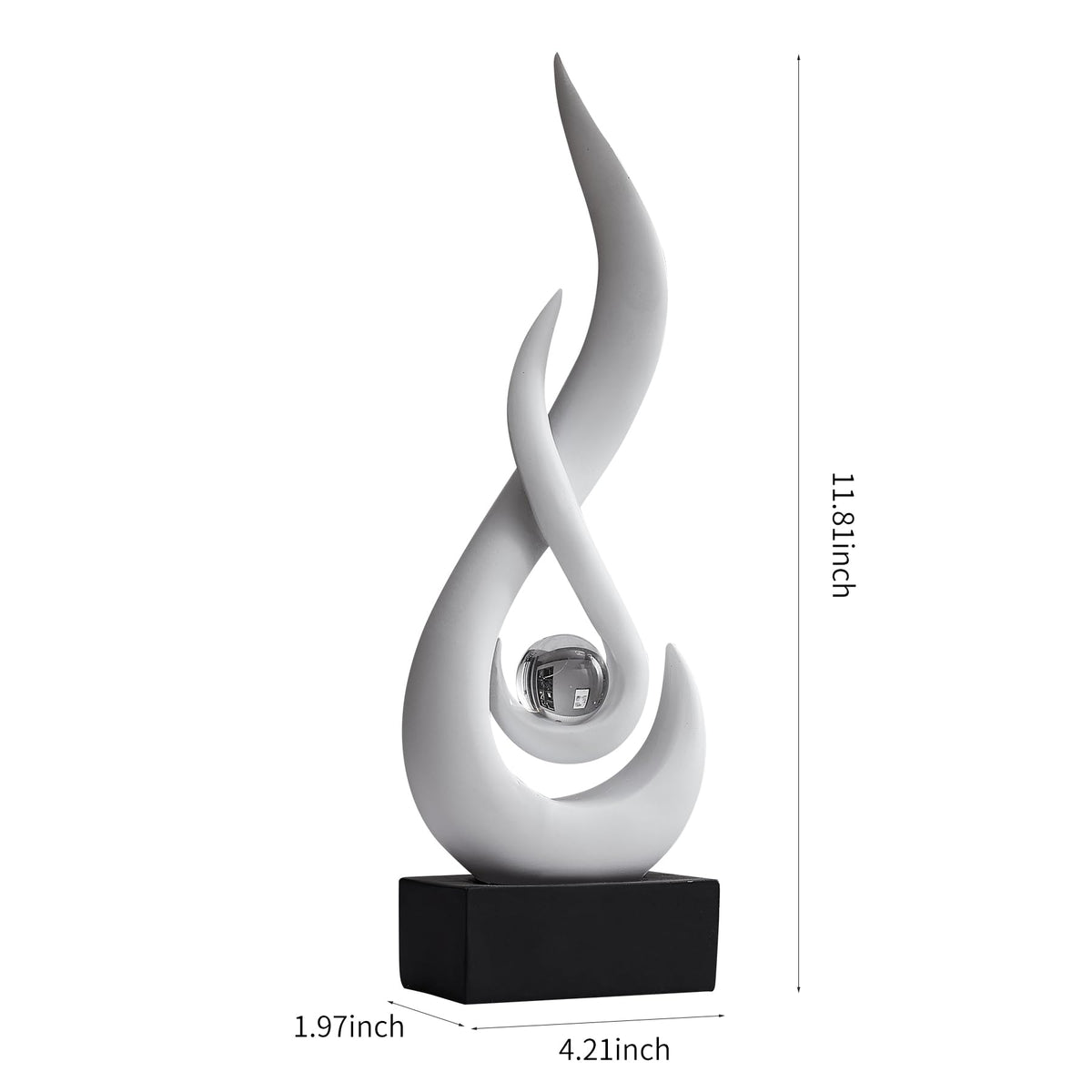 XGZY Flame Sculpture: Resin Flame Shaped Art Decoration, Decor for Home, Wine Rack, Office, Bookshelf (White)