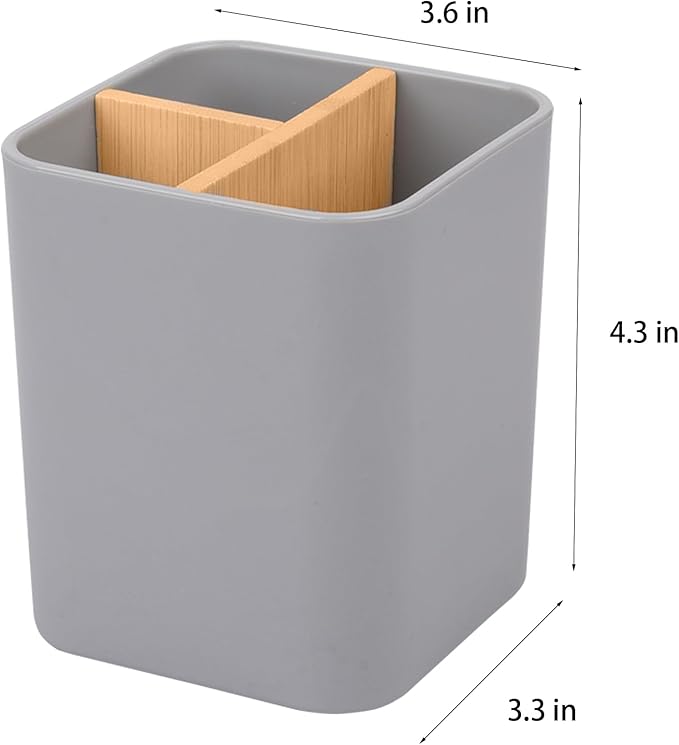 Bamboo Toothbrush Holder for Bathrooms, 3 Slots Toothbrush and Toothpaste