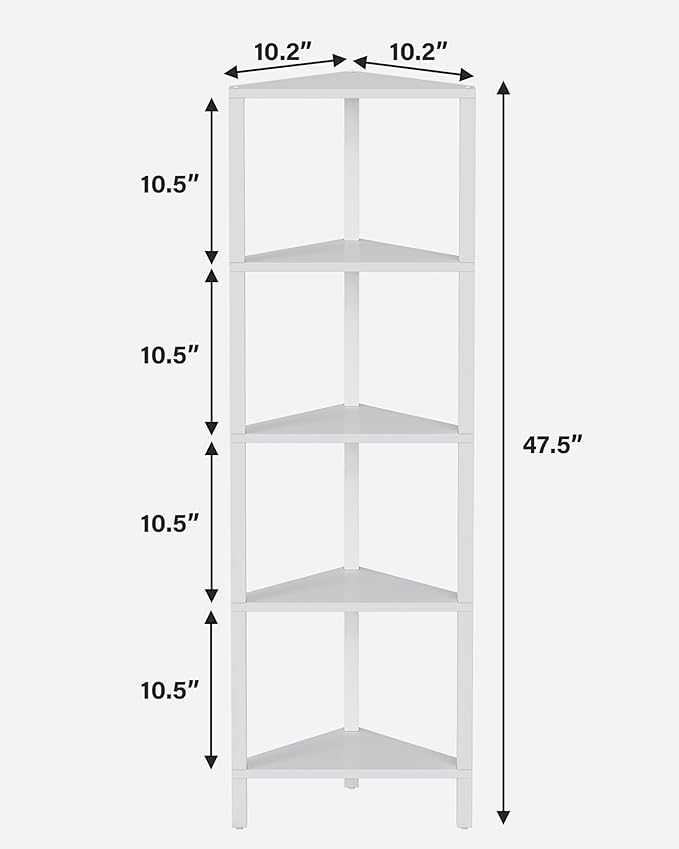 TUTOTAK Corner Shelf, 5-Tier Corner Bookshelf