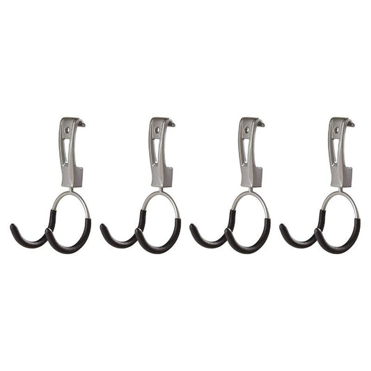 Rubbermaid Universal Powder Coaded Metallic Fasttrack Hanging Garage Hook Organizers for Ladder, Tool, and Bike Storage (4 Pack)