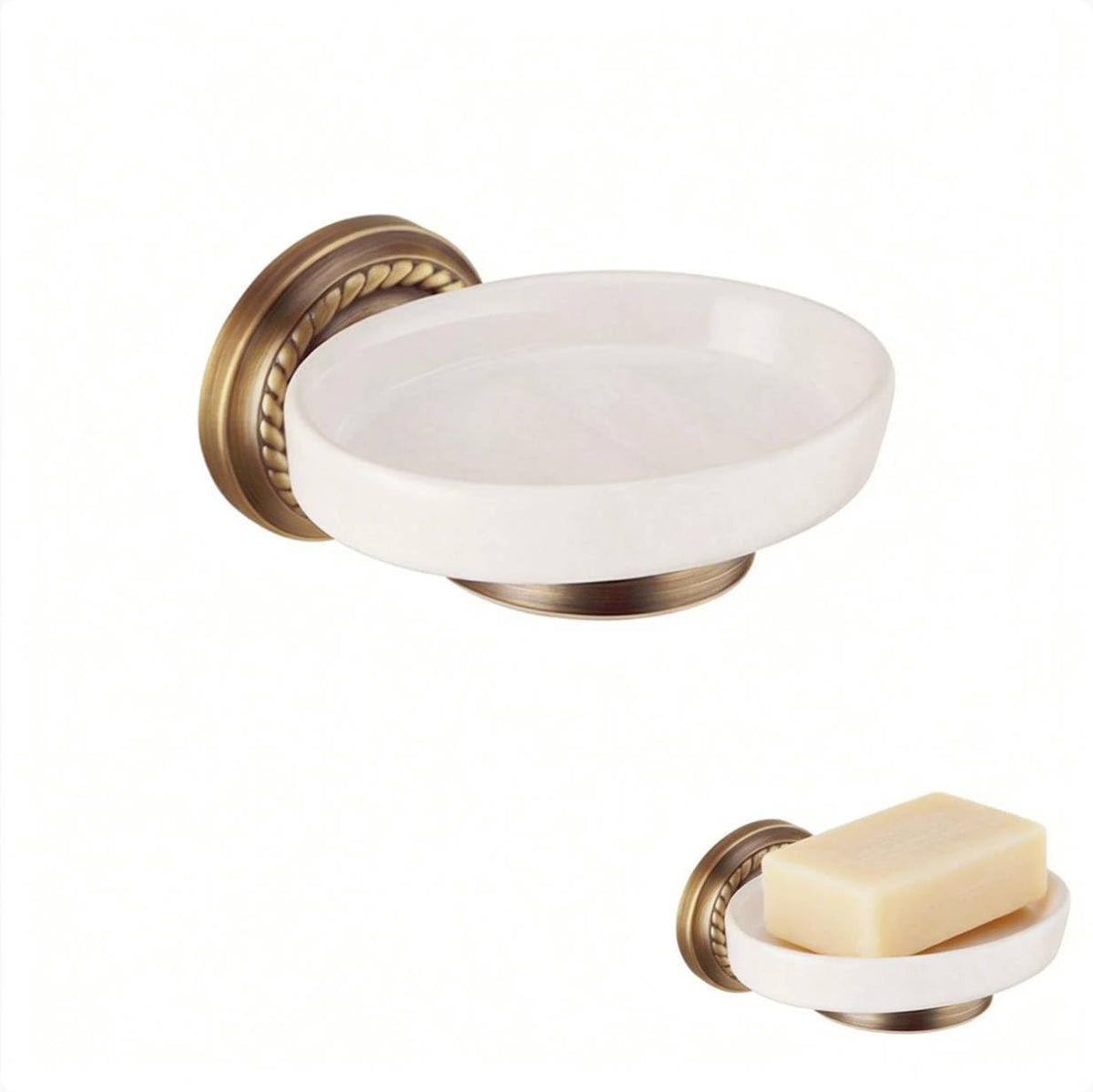 VOSAREA Ceramic Soap Holder Soap Tray Vintage Holder Wall-Mounted Dish Antique Luxury Dish for Shower Wall Rack for Bathroom
