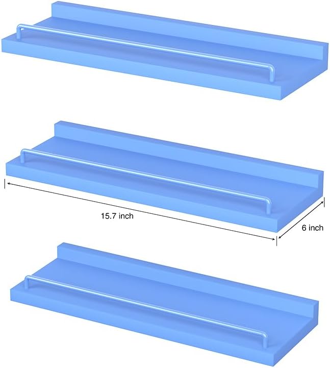RYOFOBETTO Blue Floating Shelves, Room Decor Shelves, Picture Frames