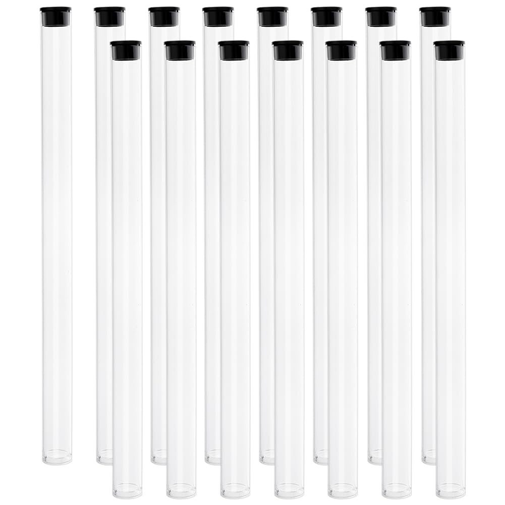 WEBEEDY 15 PCS Incense Storage Tubes with Black Lid Clear Acrylic Tube for Incense Sticks Storage Holder for Meditation Yoga Relaxation Prayer Party Decoration,9.13x0.59 Inch(No Incenses Stick)