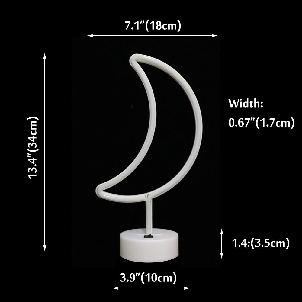 Vicila LED Moon Neon Signs, Purple Crescent Night Lights USB Battery Operated Moon Lamp for Birthday Party, Wedding, Halloween, Christmas Decorations-Holder Base(Purple)