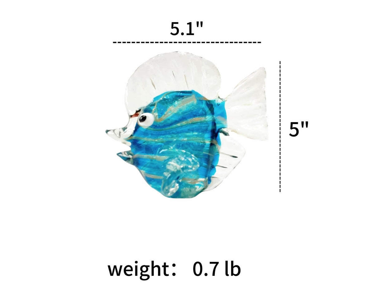 WF Hand Blown Glass Sculpture, Glass Fish Figurines Tropical Fish Sea Animal Figurine Collection Home Tabletop Decoration Ornaments - for Birthday Wedding and The Holiday Party