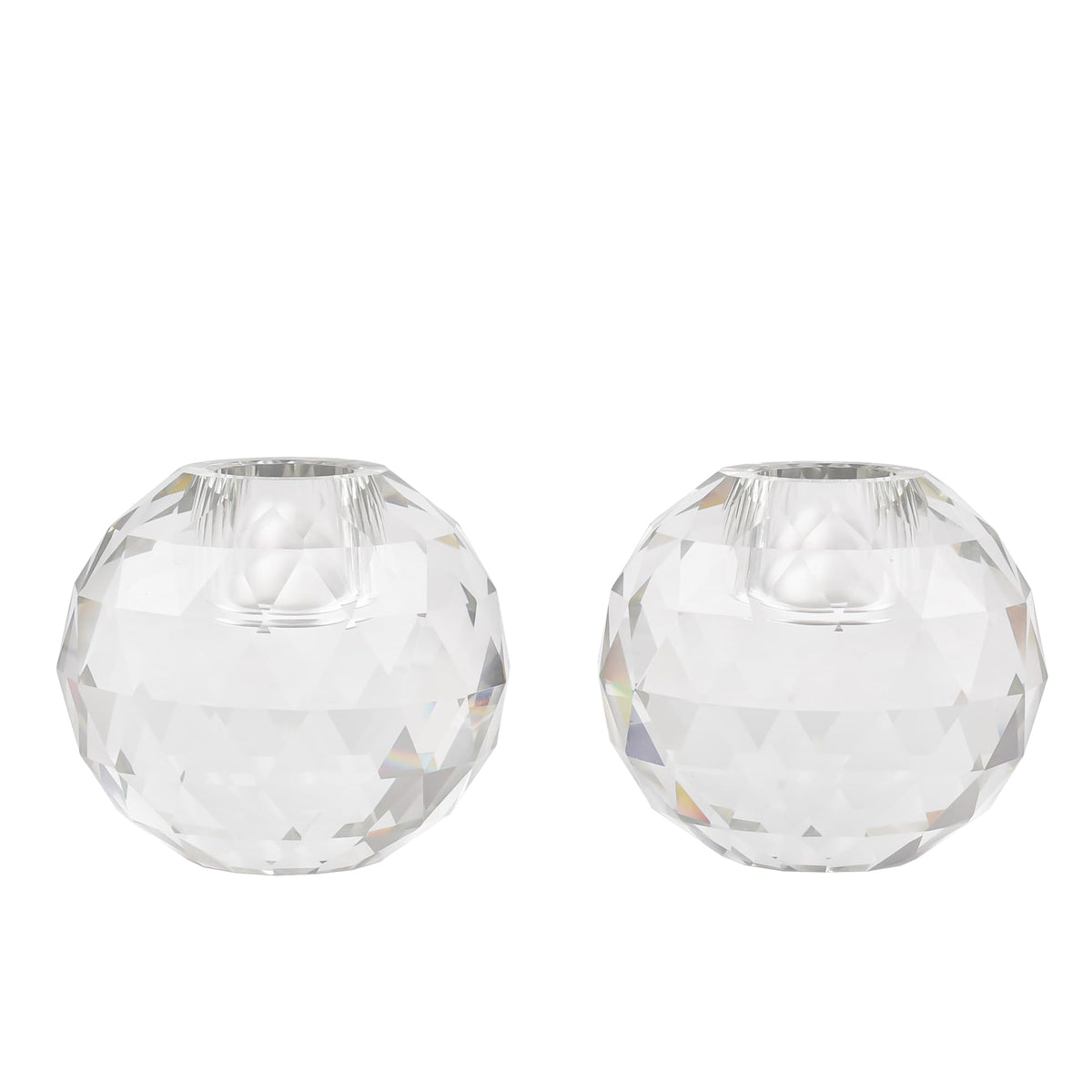 Marvala Candle Holders for Taper Holder Set of 2, Crystal Ball Decor for Dining Coffee Table Centerpiece, Wedding Decorations (Transparent)