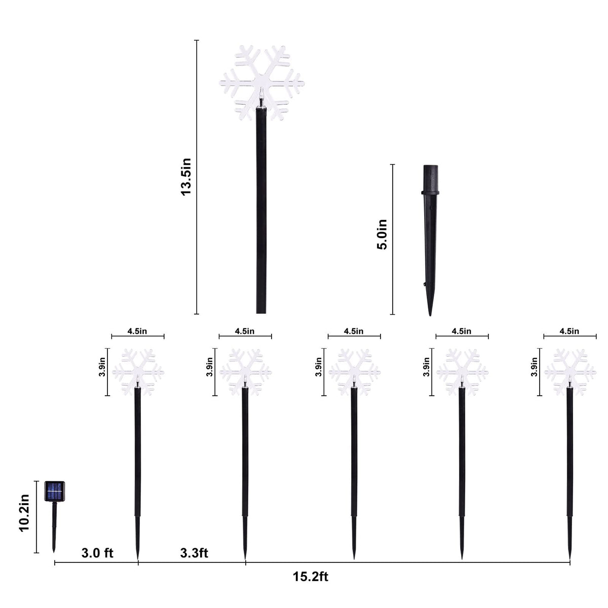 BRIGHTDECK Snowflake Solar Christmas Decorations Outdoor, 10 Pack LED Christmas Pathway Lights, Waterproof Snowflake Pathway Lights, Stake Lights for Christmas Garden Decor(10pcs Blue)