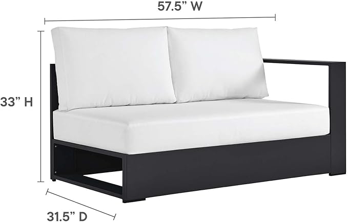 Modway Tahoe Aluminum 3-Piece Outdoor Patio Furniture Gray White, Modular