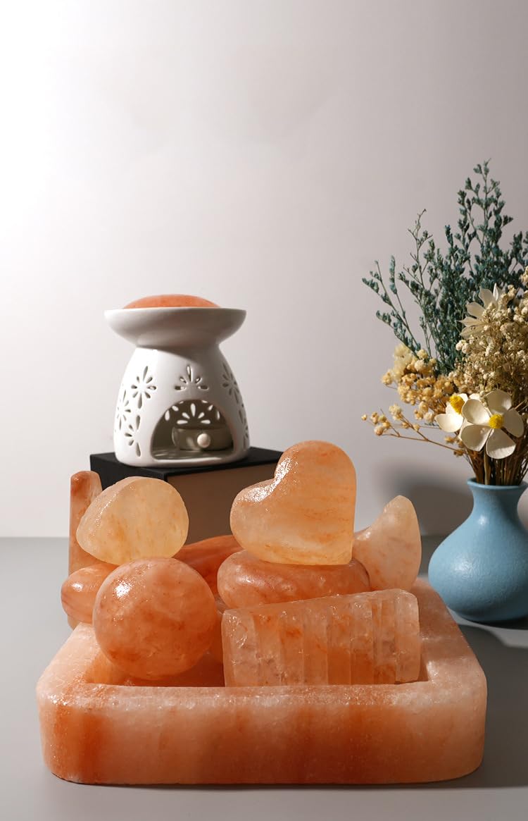 QYLHH 2 Pcs Himalayan Salt Hot Massage Stones Cold Stones Set Warm Rocks Kit for Facial SPA 3.14 * 3.14in