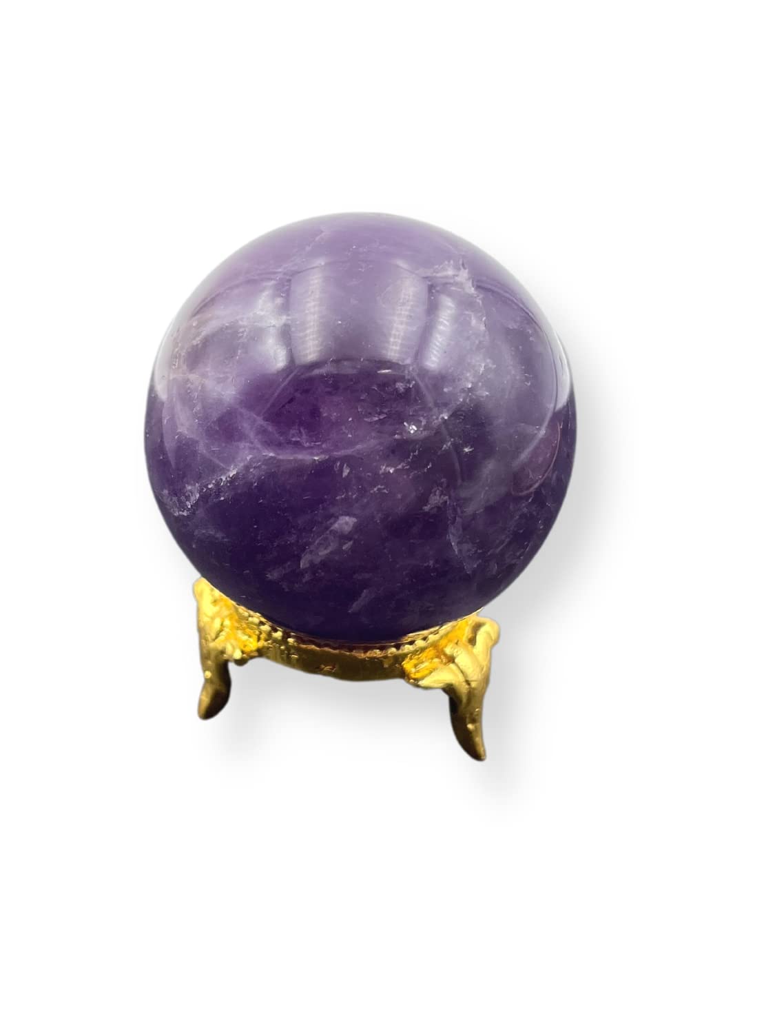 GEMSCITE Amethyst Natural 50-55 mm Gemstone Ball Sphere with Stand Hand Carved Crystal Altar Healing Devotional Focus Spiritual Chakra Cleansing Metaphysical Gift for Men Women from India