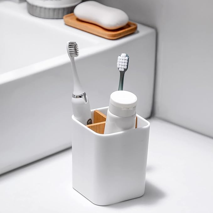 Toothbrush Holder for Bathrooms, 3 Slots Toothbrush and Toothpaste Holder