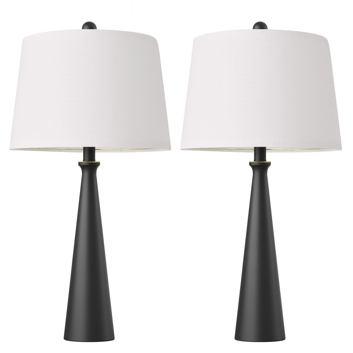 Oneach 25.75" Modern Table Lamp Set of 2, Bedside Lamps with USB Ports, Black Nightstand Lamps Set for Living Room Bedroom House Bedside Home Office Family