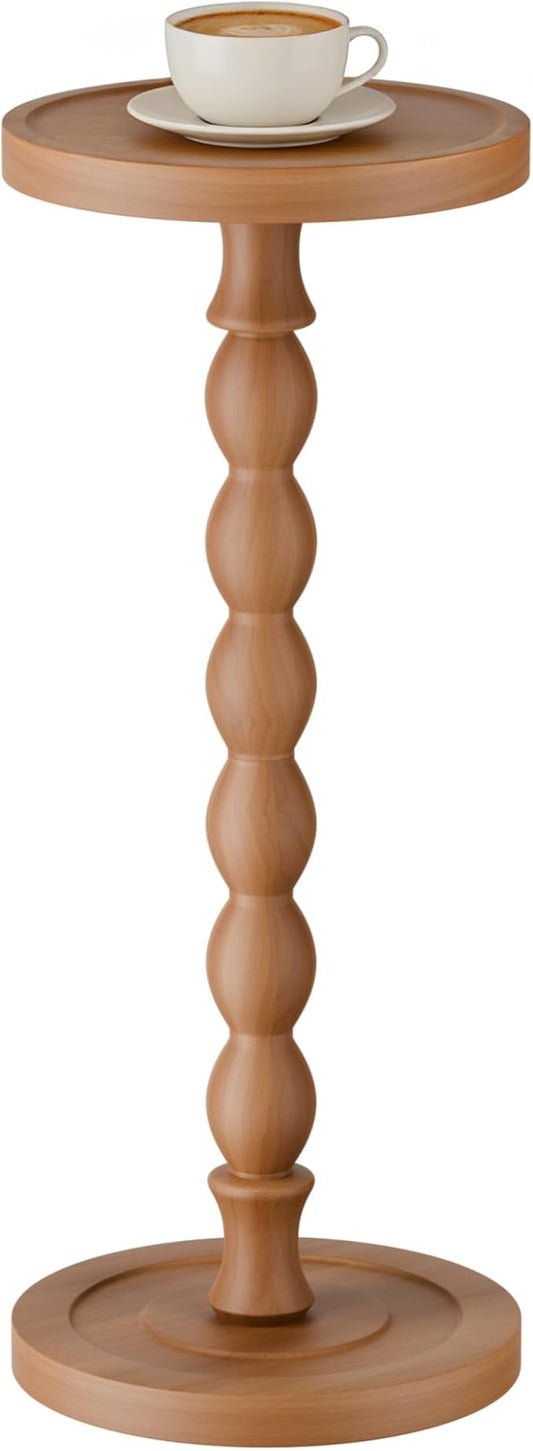 Solid Wood Drink Table, Rubber Wood‌ Small Round Side Table
