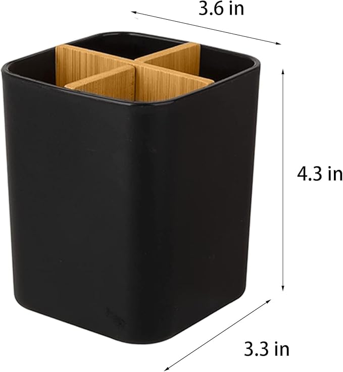 Bamboo Toothbrush Holder for Bathrooms, 4 Slots Toothbrush and Toothpaste