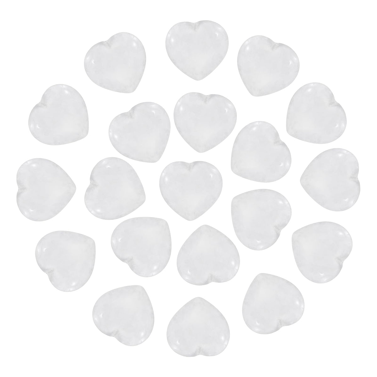 PATIKIL 20Pcs Natural Heart Shaped Crystal Stone, 0.6 Inch 3/8" Thick Mini Polished Love Gemstone Crystal, Pocket Rock Engraved Worry Stones for Women Gifts Meditation, Clear Quartz