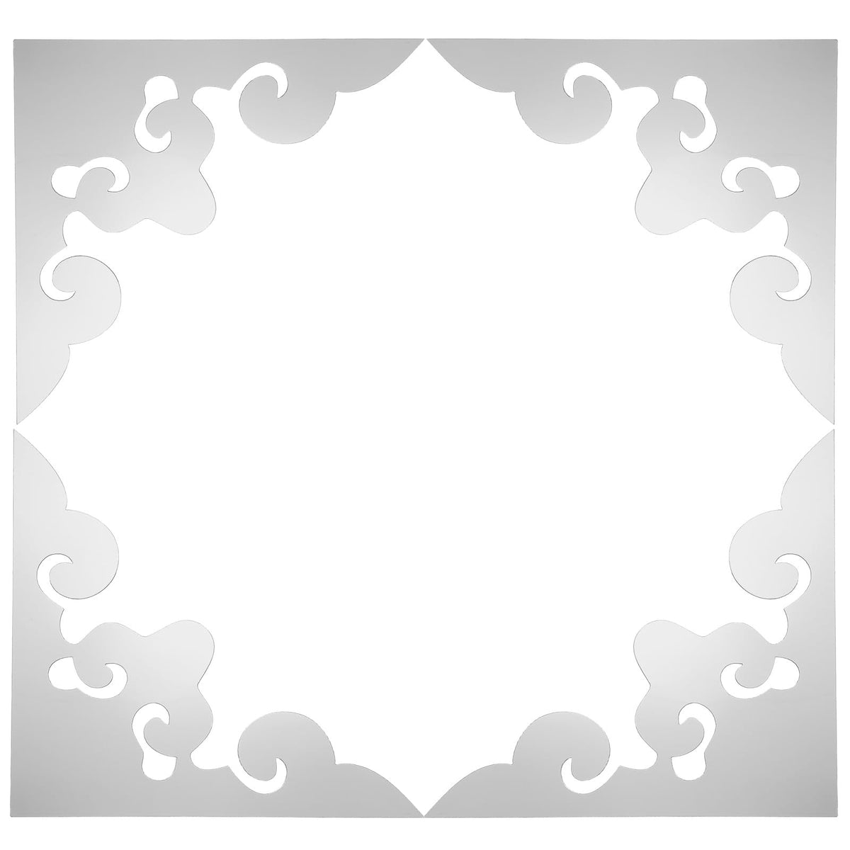 uxcell 4 Pcs Hollow Mirror Wall Stickers, Acrylic Corner Decorative Pattern Decals Self Adhesive Mirror Stickers for Bathroom Living Room Bedroom Ceiling Office (Silver, 7.9x7.9)