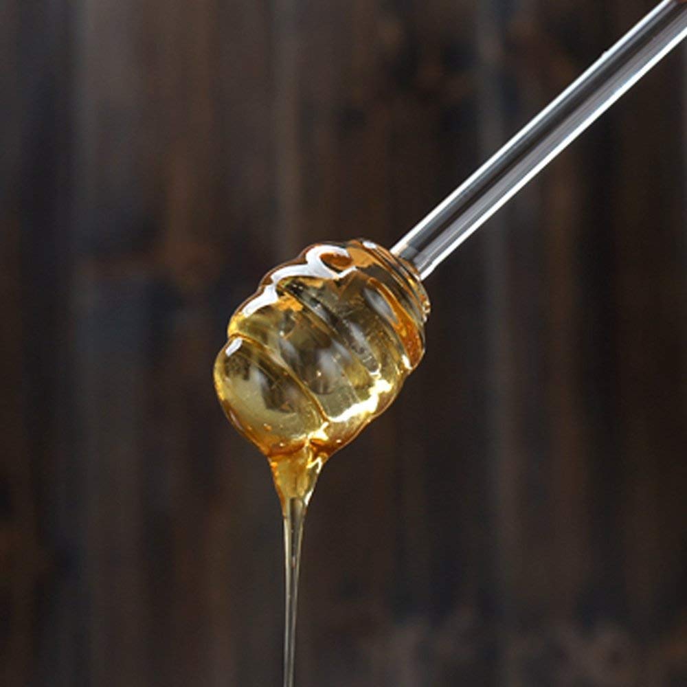 Mkouo Honey Jar with Honey Spoon for Serving Honey and Syrup, 9 Ounce/255 ml