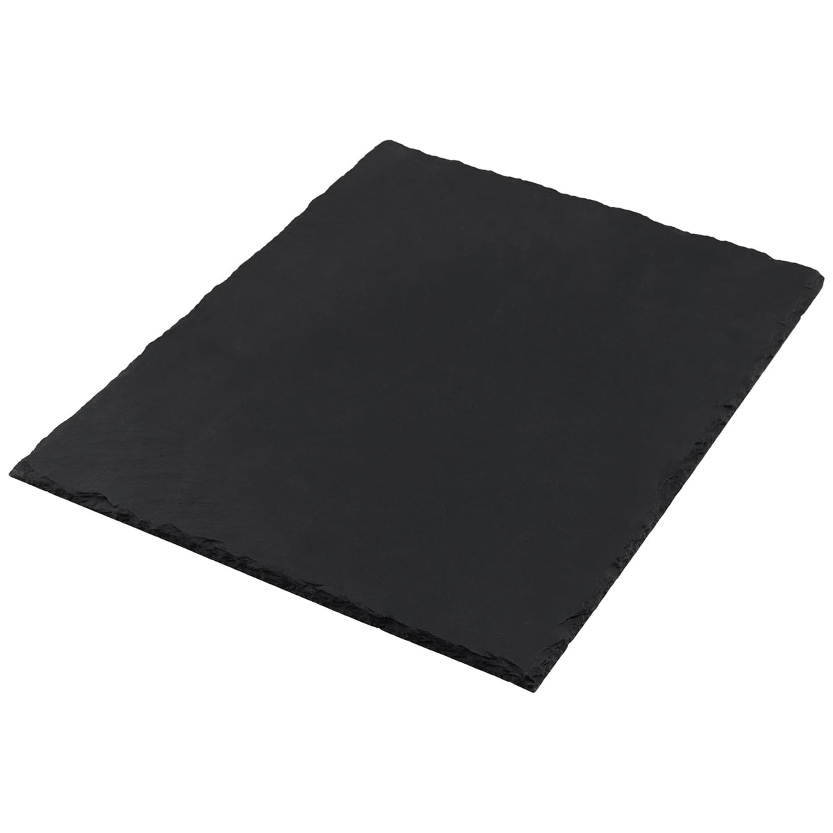 MOUYAT 4 Pack 12x10 Inch Black Slate Plates, Rectangle Slate Cheese Board with Natural Edge, Natural Stone Plates Cutting Board Charcuterie Boards for Cheese, Sushi, Meat, Appetizers