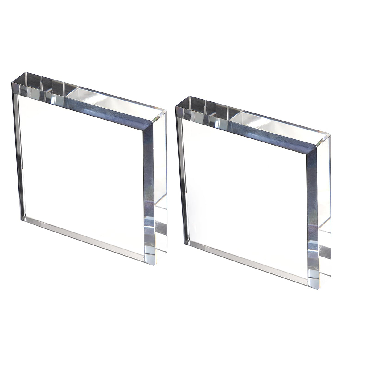 PATIKIL 2 Pcs Clear Crystal Paperweight, 2.76 x 2.76 x 0.59 Inch Clear Paperweight Decorative for Home Decoration Reading Photography Daily Office Gifts, Clear(Square)