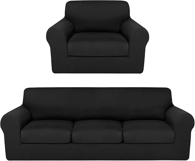 HunnmingRe Sofa Covers for 3 Cushion Couch Stretch Sofa and Loveseat Covers Set