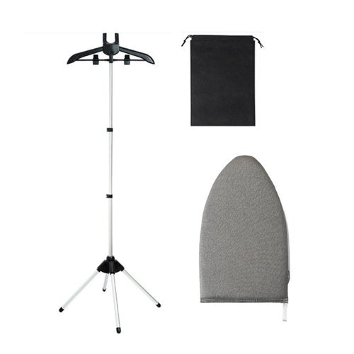 Garment Steamer Hanger Stand,Foldable Garment Steamer Stand with Ironing Gloves for Clothes,Adjustable Steamers Stand Handheld Steamers Clothing Rack for RV, Home,Hotel (Grey+Black,Size:160*57cm*46cm)